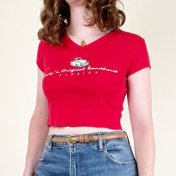 Vintage 90s Y2K Baby Tee Cropped Top Crop Graphic T-Shirt Fitted Sexy 90's 2000s - Picture 7 of 7